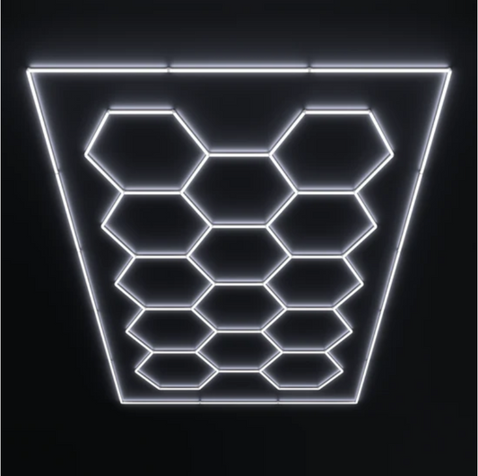 14 Grid Hexagon LED Lighting Kit (8' x 16') with White Border