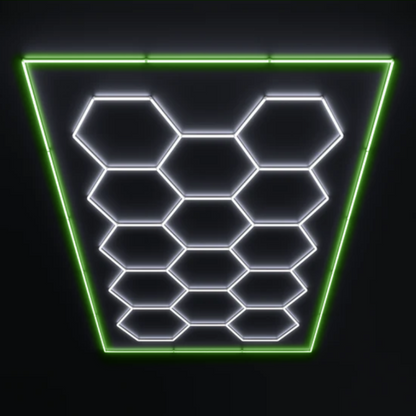 14 Grid Hexagon LED Lighting Kit (8' x 16') with Green Border