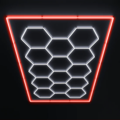 14 Grid Hexagon LED Lighting Kit (8' x 16') with Red Border