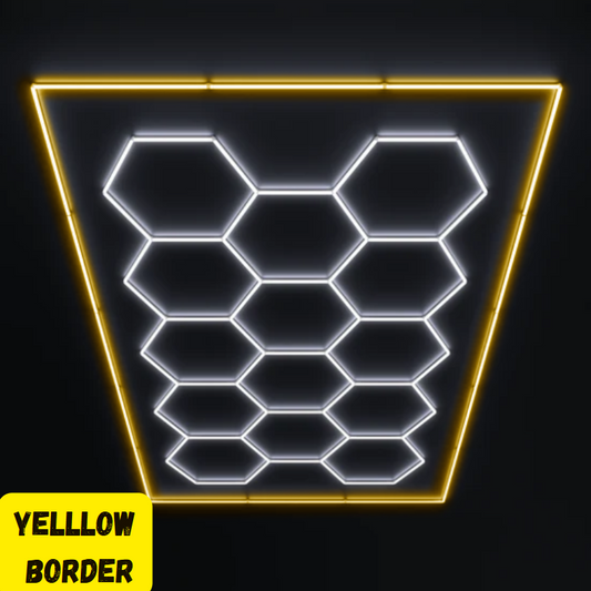 14 Grid Hexagon LED Lighting Kit (8' x 16') with Yellow Border