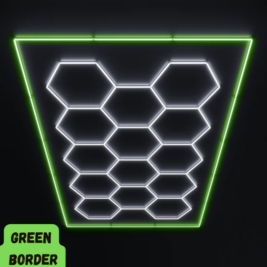 14 Grid Hexagon LED Lighting Kit (8' x 16') with Green Border