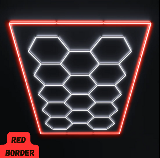 14 Grid Hexagon LED Lighting Kit (8' x 16') with Red Border