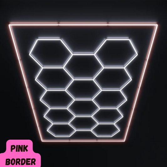 14 Grid Hexagon LED Lighting Kit (8' x 16') with Pink Border